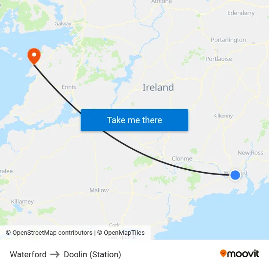 Waterford to Doolin (Station) map