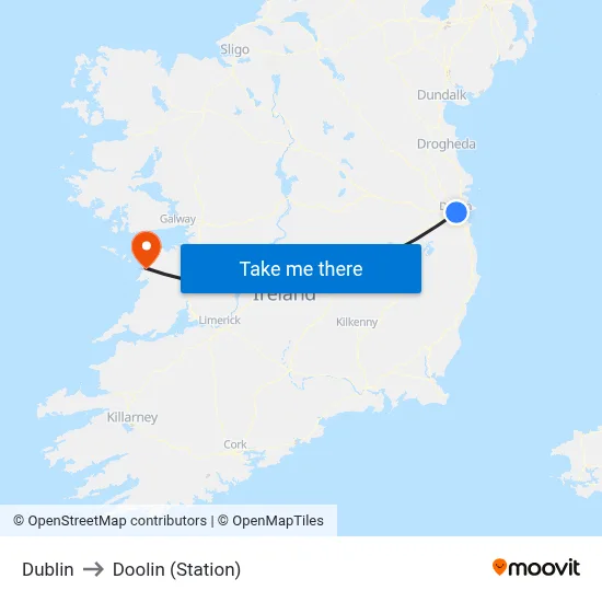 Dublin to Doolin (Station) map