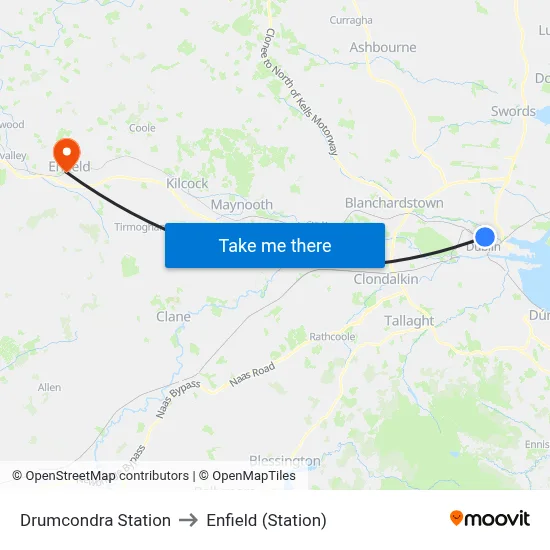 Drumcondra Station to Enfield (Station) map