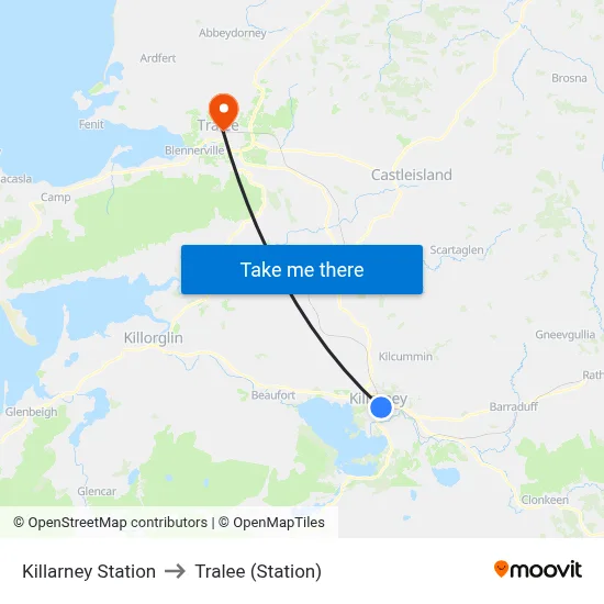 Killarney Station to Tralee (Station) map
