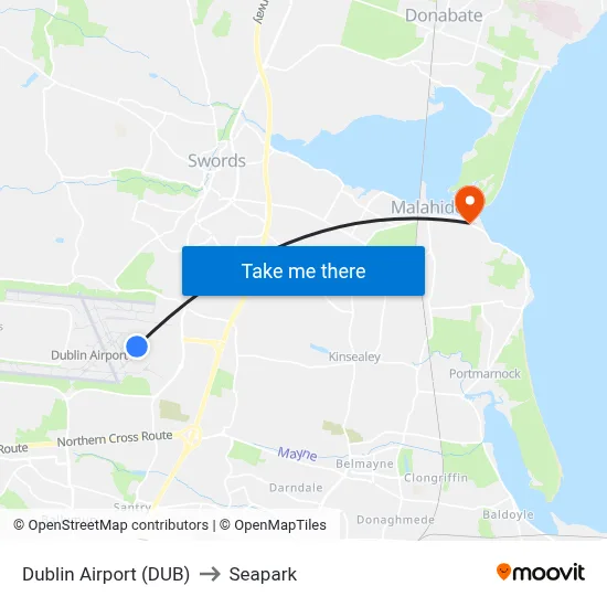 Dublin Airport (DUB) to Seapark map
