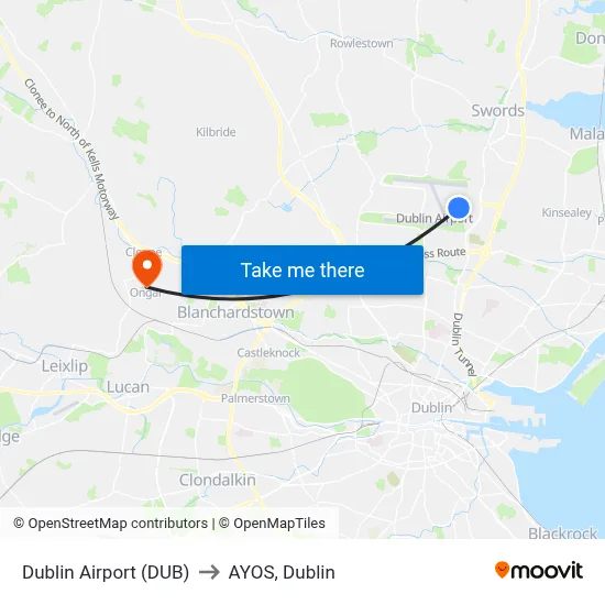 Dublin Airport (DUB) to AYOS, Dublin map