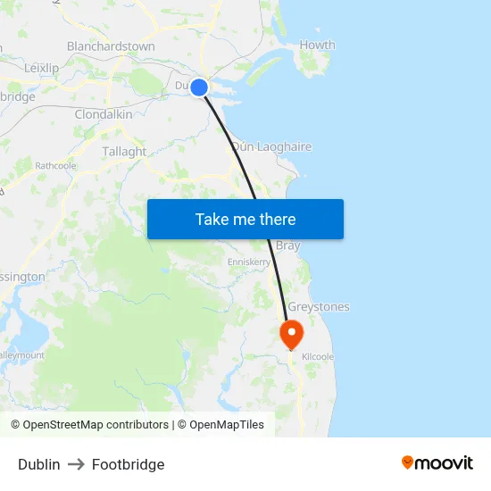 Dublin to Footbridge map