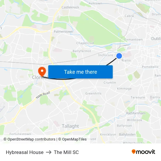 Hybreasal House to The Mill SC map
