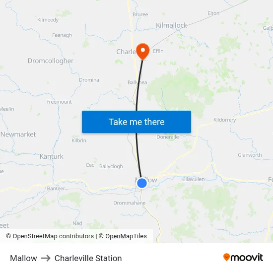 Mallow to Charleville Station map