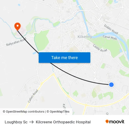 Loughboy Sc to Kilcreene Orthopaedic Hospital map