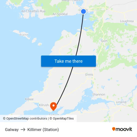 Galway to Killimer (Station) map