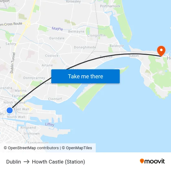 Dublin to Howth Castle (Station) map