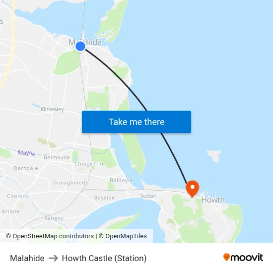 Malahide to Howth Castle (Station) map