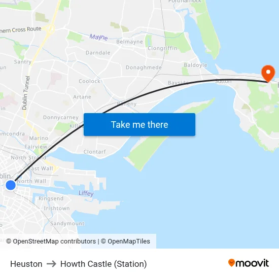 Heuston to Howth Castle (Station) map