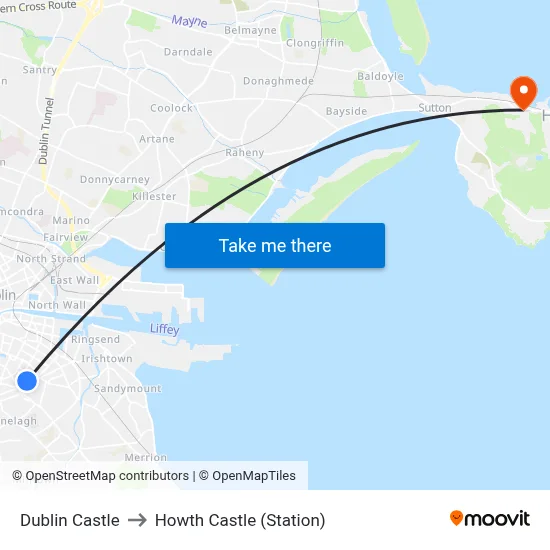 Dublin Castle to Howth Castle (Station) map