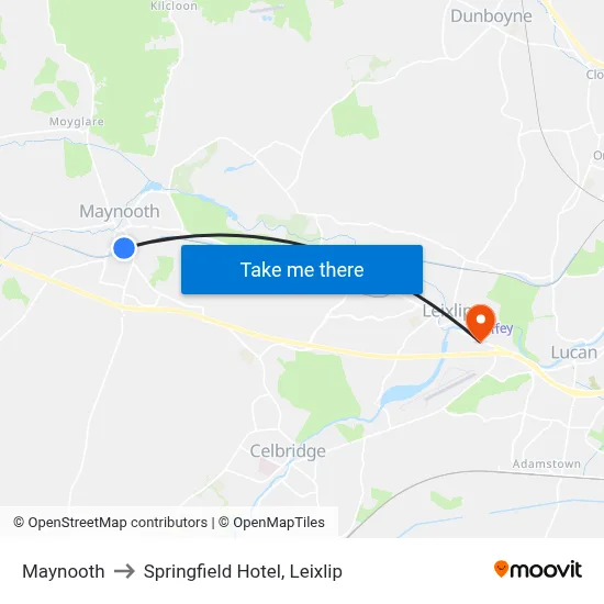 Maynooth to Springfield Hotel, Leixlip map