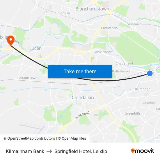 Kilmainham Bank to Springfield Hotel, Leixlip map