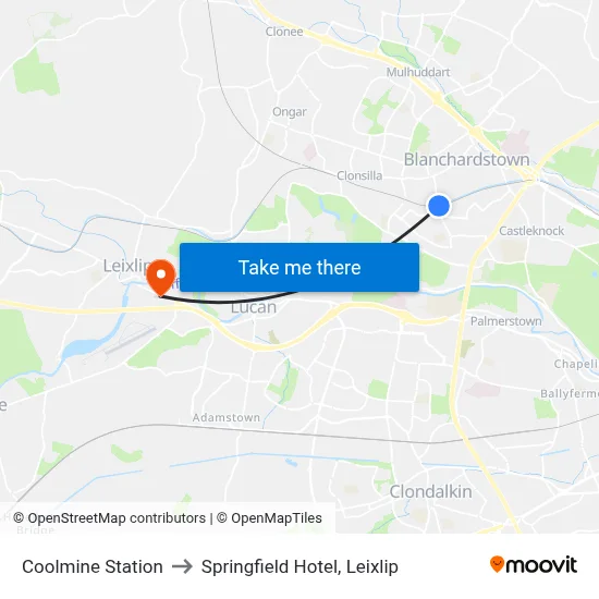 Coolmine Station to Springfield Hotel, Leixlip map