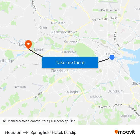 Heuston to Springfield Hotel, Leixlip map