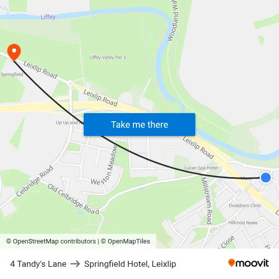 4 Tandy's Lane to Springfield Hotel, Leixlip map