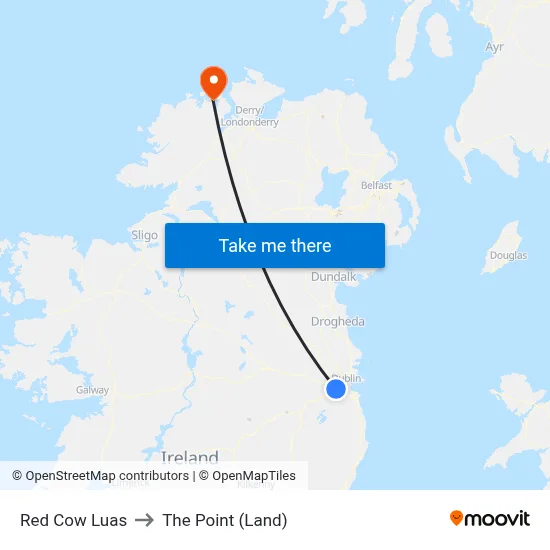 Red Cow Luas to The Point (Land) map