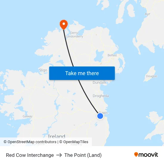 Red Cow Interchange to The Point (Land) map