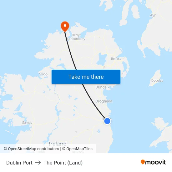 Dublin Port to The Point (Land) map