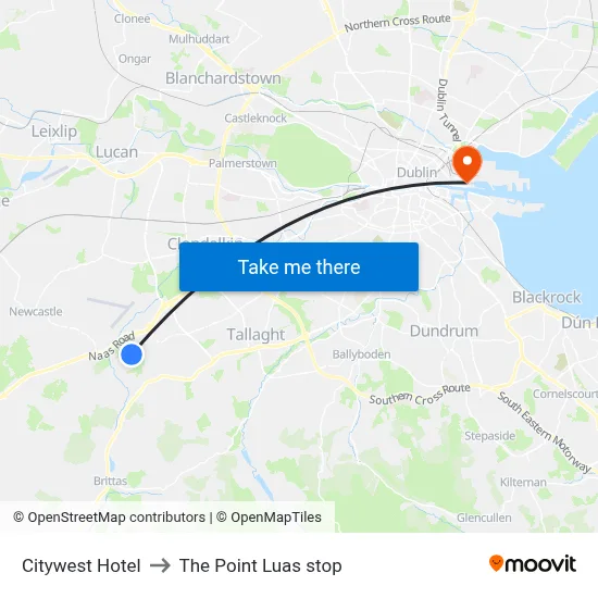 Citywest Hotel to The Point Luas stop map