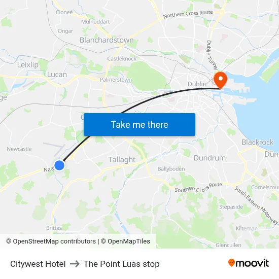 Citywest Hotel to The Point Luas stop map