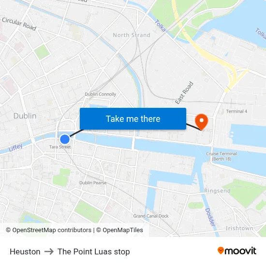 Heuston to The Point Luas stop map