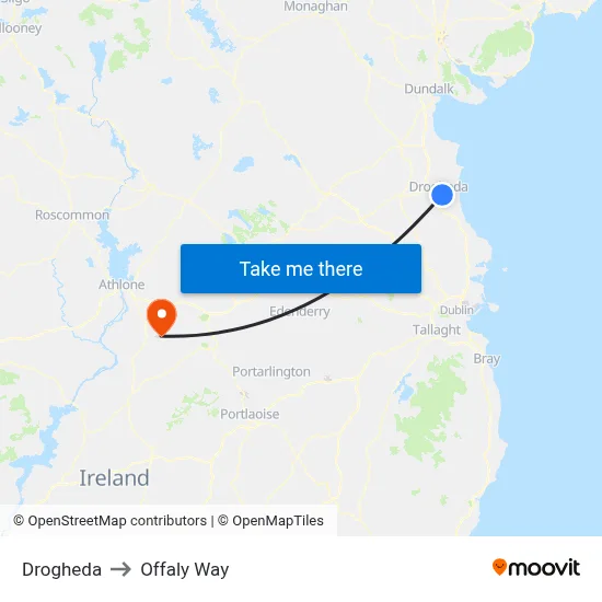 Drogheda to Offaly Way map