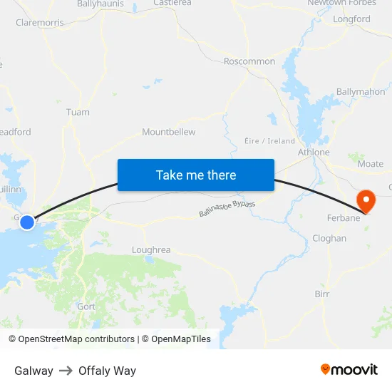 Galway to Offaly Way map