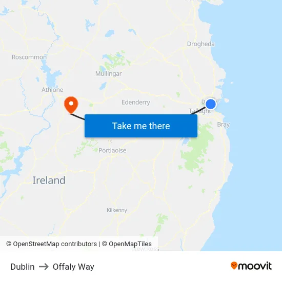 Dublin to Offaly Way map