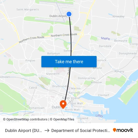 Dublin Airport (DUB) to Department of Social Protection map