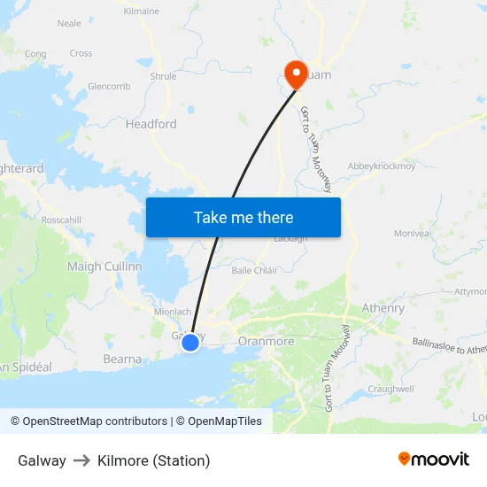 Galway to Kilmore (Station) map