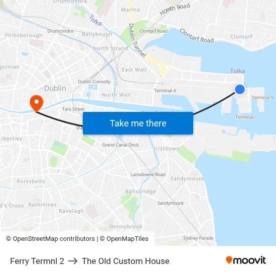 Ferry Termnl 2 to The Old Custom House map