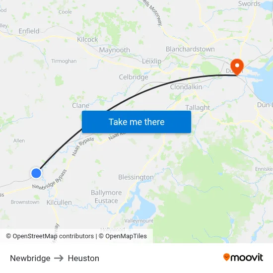 Newbridge to Heuston map