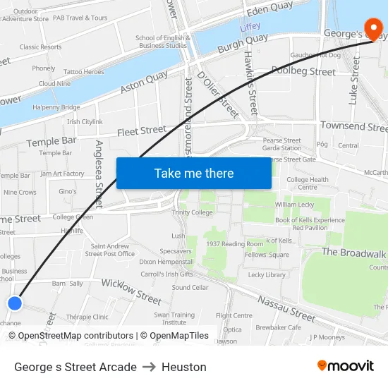 George s Street Arcade to Heuston map