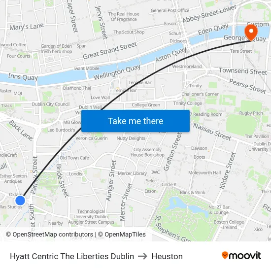 Hyatt Centric The Liberties Dublin to Heuston map