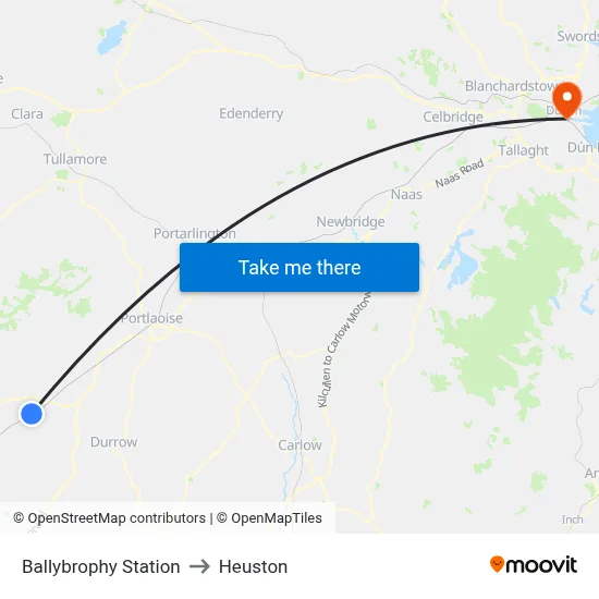 Ballybrophy Station to Heuston map