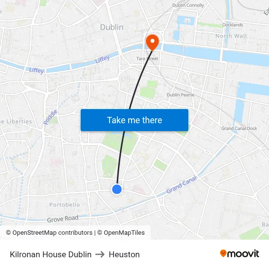 Kilronan House Dublin to Heuston map
