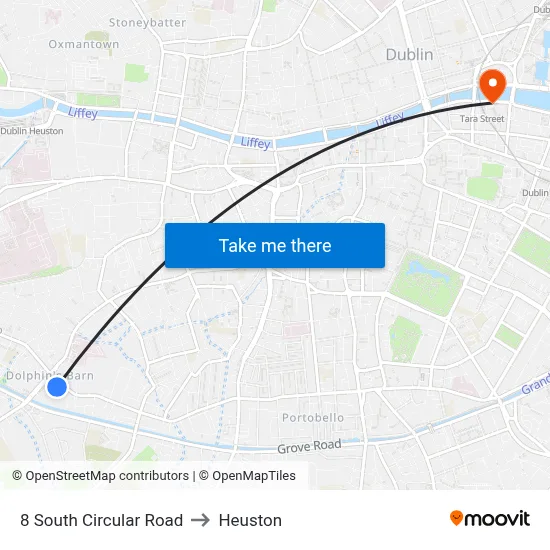 8 South Circular Road to Heuston map