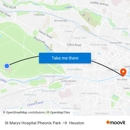 St Marys Hospital Pheonix Park to Heuston map