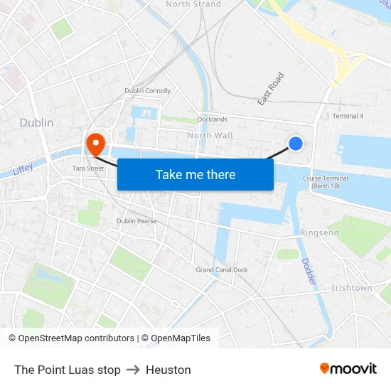 The Point Luas stop to Heuston map