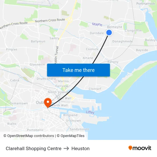 Clarehall Shopping Centre to Heuston map