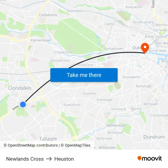 Newlands Cross to Heuston map