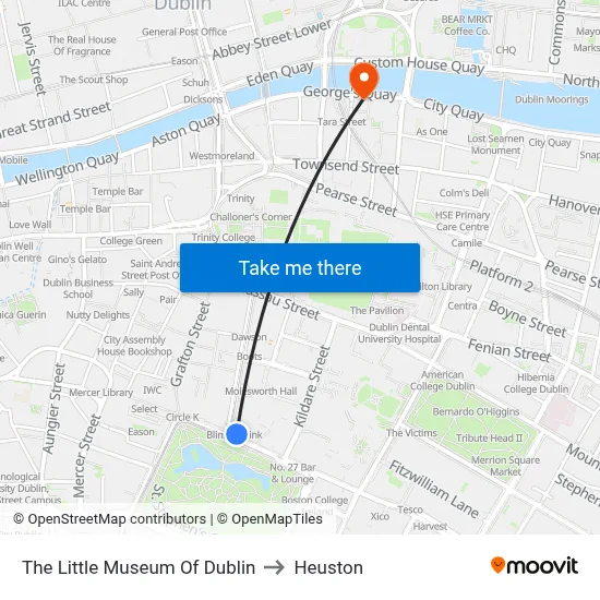 The Little Museum Of Dublin to Heuston map