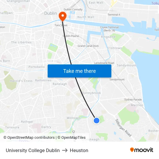 University College Dublin, Complex And Adaptive Systems Laboratory to Heuston map