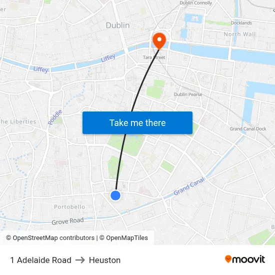 1 Adelaide Road to Heuston map