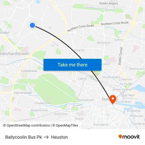 Ballycoolin Bus Pk to Heuston map