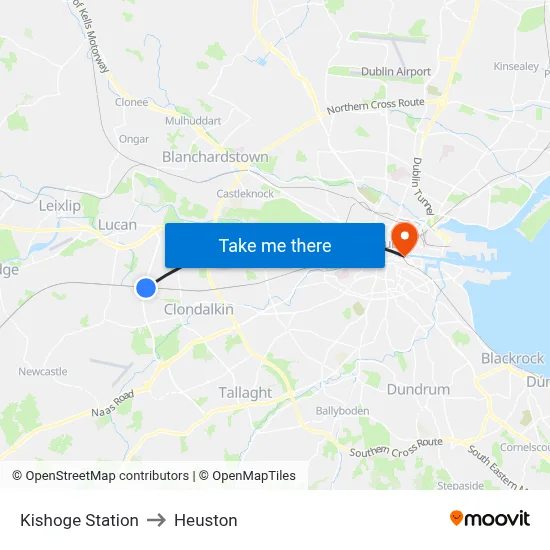 Kishoge Station to Heuston map