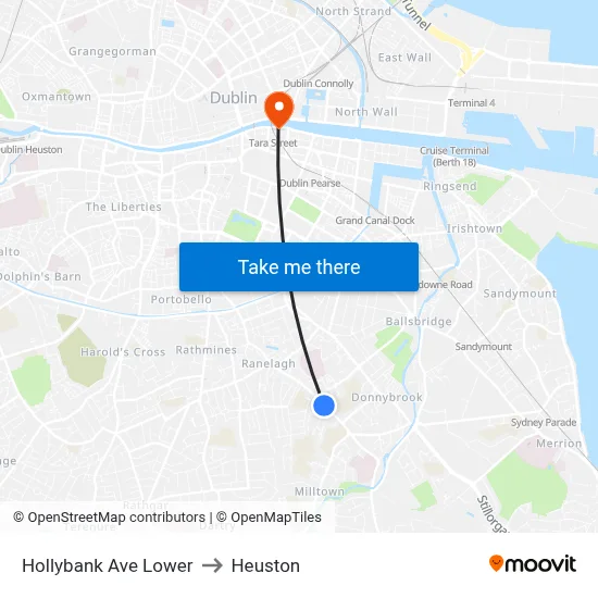 Hollybank Ave Lower to Heuston map