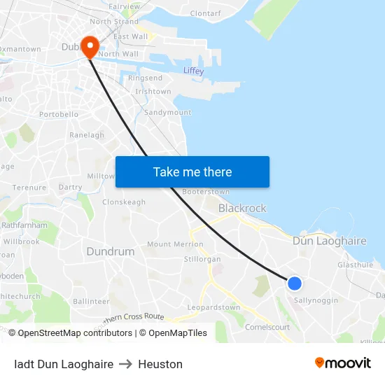 Iadt Dun Laoghaire to Heuston map