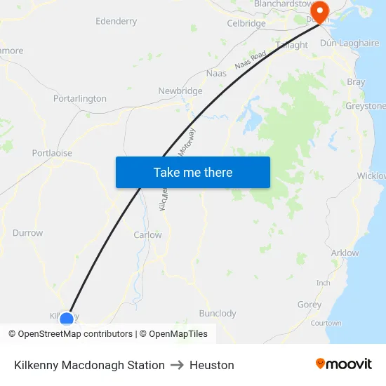 Kilkenny Macdonagh Station to Heuston map